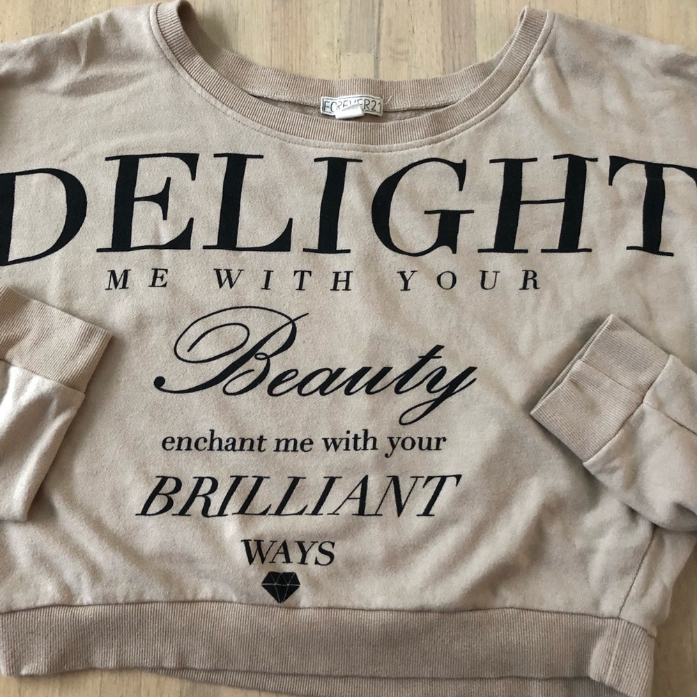 Crop tan long sleeve lounge sweater